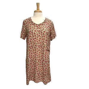 Vintage ANOKHI Floral Tunic Dress Short Sleeve Hippie Boho Gypsy size Medium